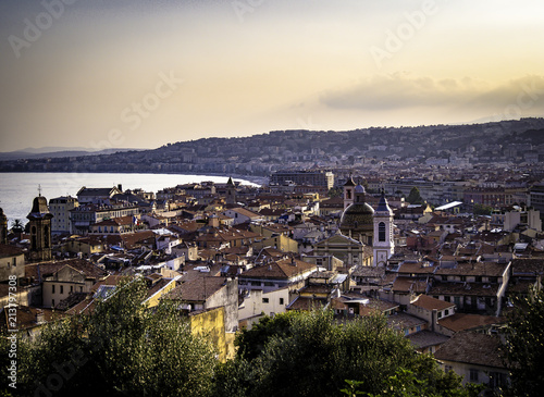 Obraz na płótnie Skyline of Nice, France at sunset time w salonie