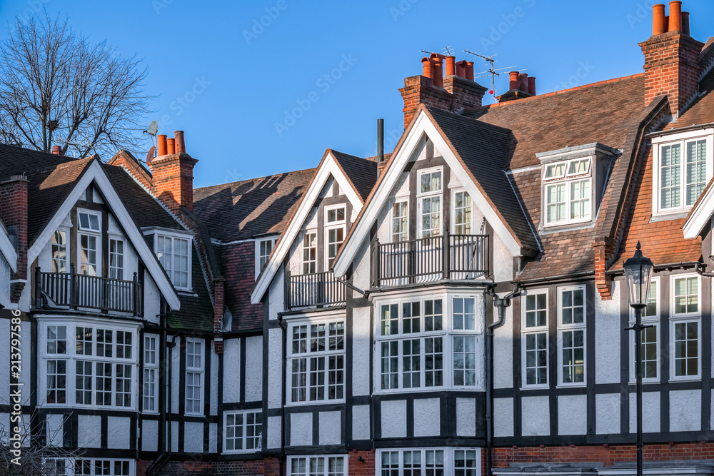Tudor Revival style houses around Chelsea in London