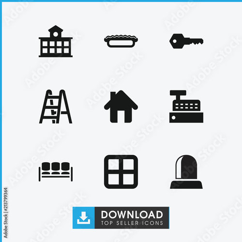 Collection of 9 home filled icons