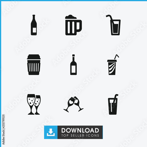 Collection of 9 alcohol filled icons