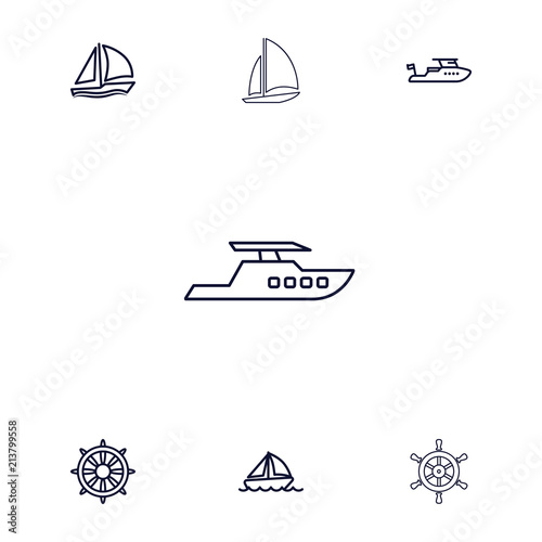 Collection of 7 yacht outline icons
