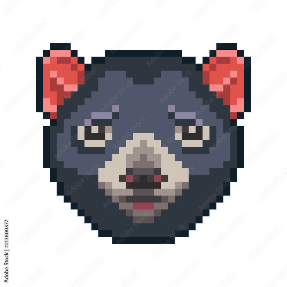 Pixel art tasmanian devil icon isolated on white background. Pixel art tasmanian devil icon isolated on white background.