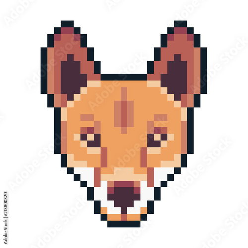 Pixel art dingo icon isolated on white background.