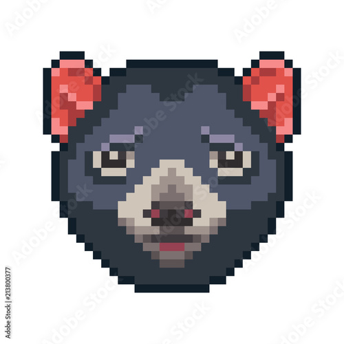 Pixel art tasmanian devil icon isolated on white background.