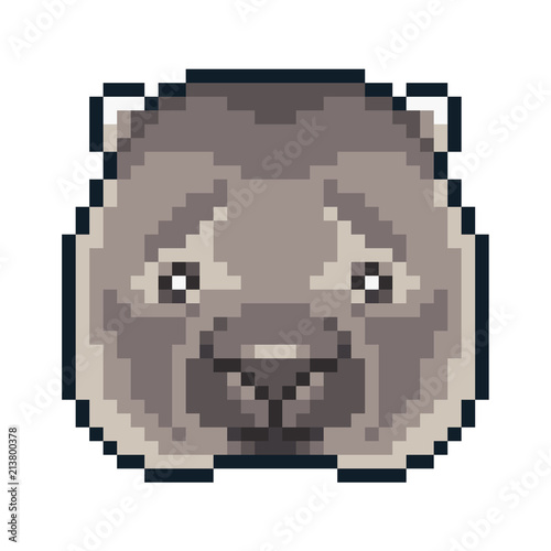 Pixel art wombat icon isolated on white background.