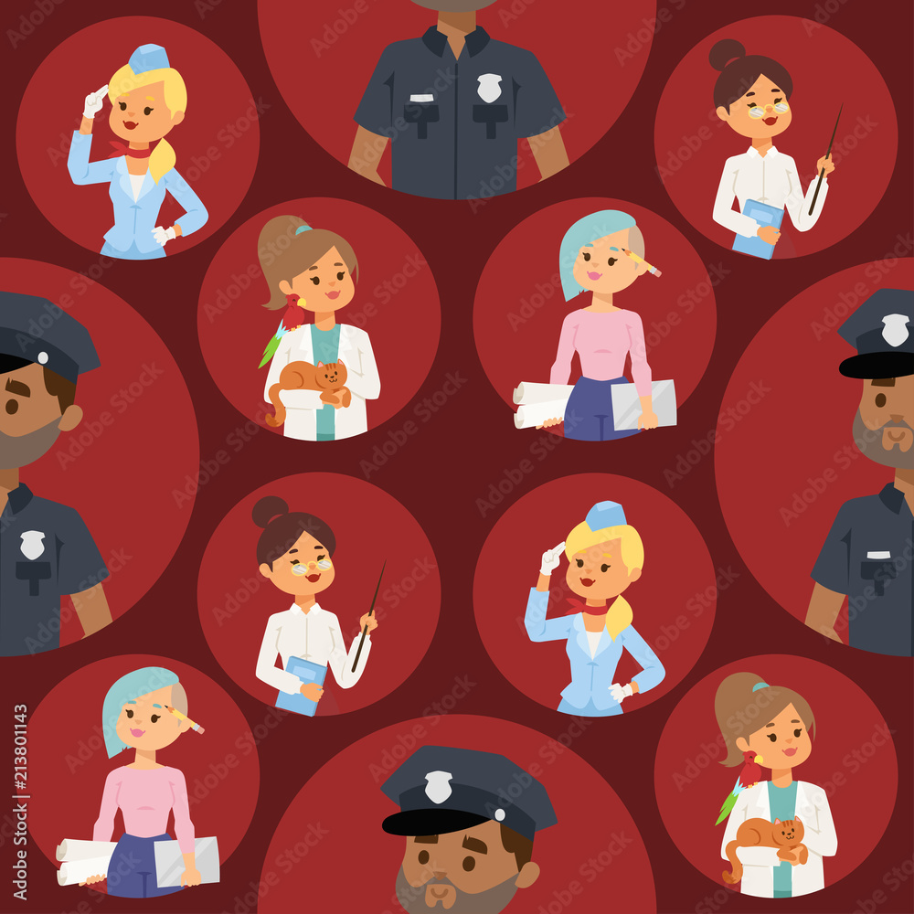 People different professions vector illustration. Success teamwork diversity human work lifestyle. Standing successful young professions person character in uniform People different professions vector illustration. Success teamwork diversity human work lifestyle. Standing successful young professions person character in uniform