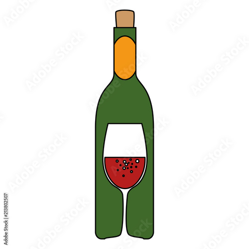 wine bottle silhouette with cup
