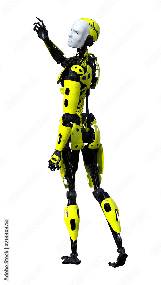 3D Rendering Male Robot on White