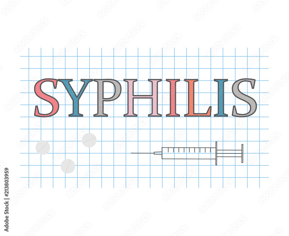 syphilis word on checkered paper sheet- vector illustration