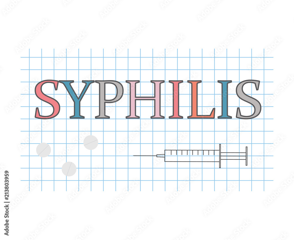 syphilis word on checkered paper sheet- vector illustration syphilis word on checkered paper sheet- vector illustration