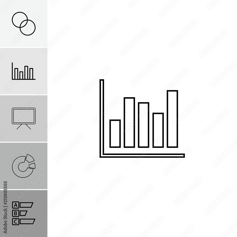 Collection of 6 diagram outline icons Collection of 6 diagram outline icons
