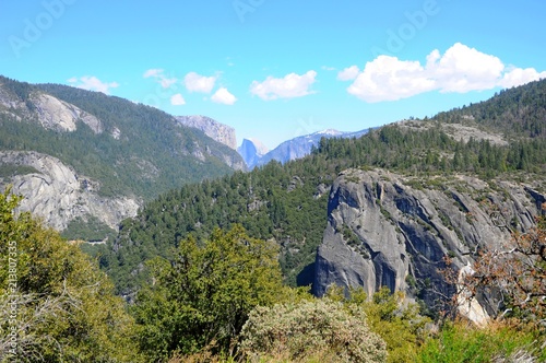 Beautiful Landscape of mountains, forests, and valley in Yosemite National Park, California, United States