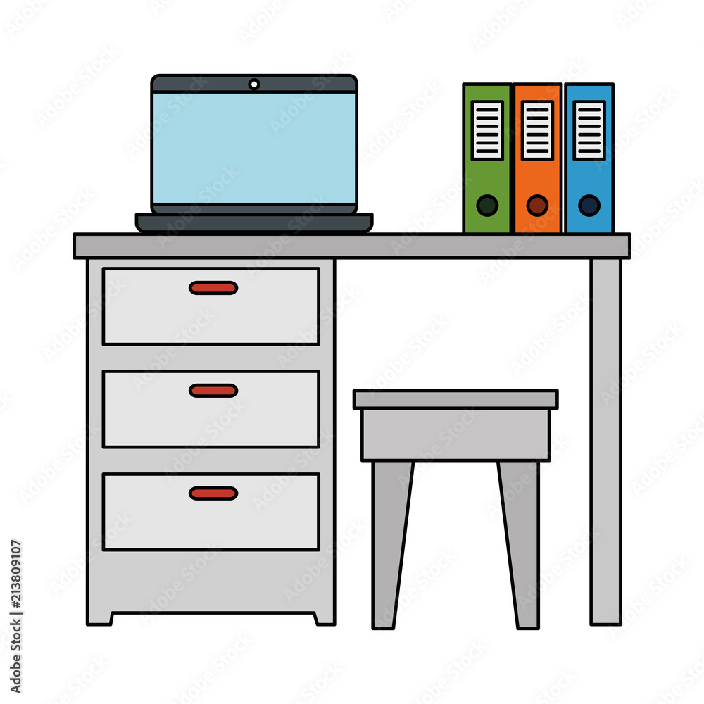 office workplace with desk and laptop scene vector illustration design office workplace with desk and laptop scene vector illustration design