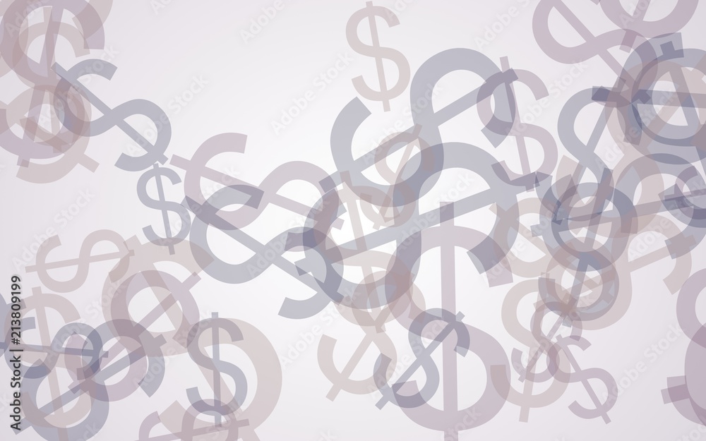 Multicolored translucent dollar signs on white background. Red tones. 3D illustration Multicolored translucent dollar signs on white background. Red tones. 3D illustration