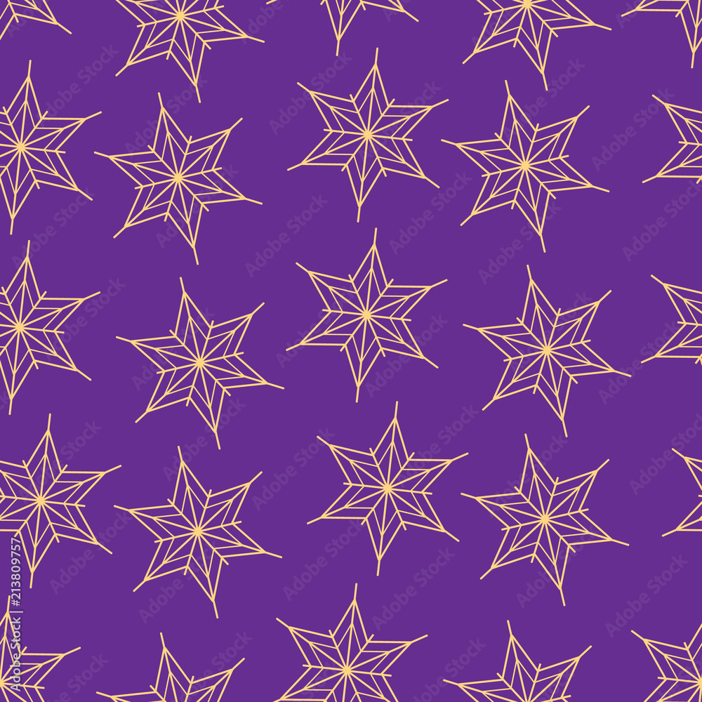 Golden snowflake simple seamless pattern. Symbol of winter, Merry Christmas holiday, Happy New Year celebration. Golden snowflake simple seamless pattern. Symbol of winter, Merry Christmas holiday, Happy New Year celebration.