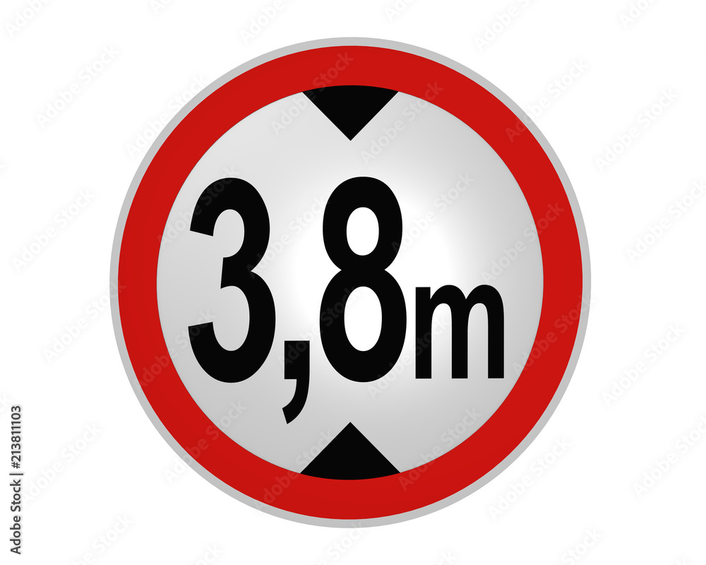 deutsches Verkehrsschild: tatsächliche Höhe, 3,8m von vorne. 2d render deutsches Verkehrsschild: tatsächliche Höhe, 3,8m von vorne. 2d render