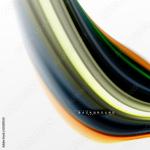 Fluid liquid mixing colors concept on light grey background, curve flow, trendy abstract layout template for business or technology presentation or web brochure cover, wallpaper