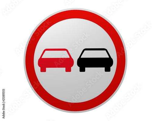 Deutsches Verkehrszeichen: Überholverbot, vorderansicht, 2d render