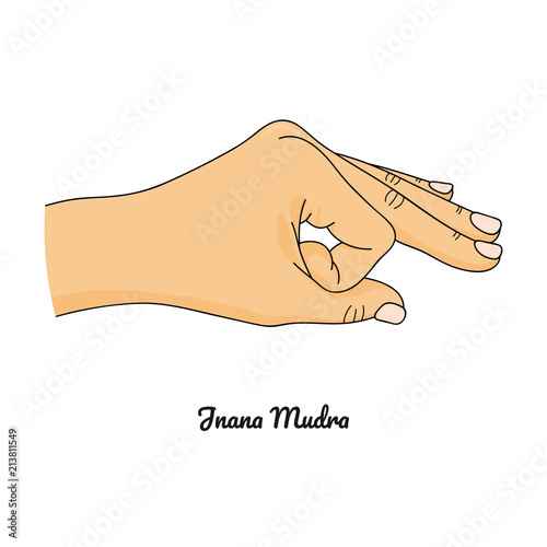 Jnana (Gyan) Mudra / Gesture of Wisdom. Vector. 