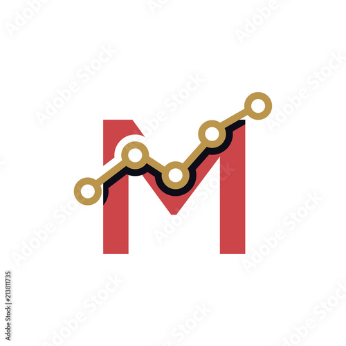 M Letter Business Stats Logo Design Element. logo Vector Template