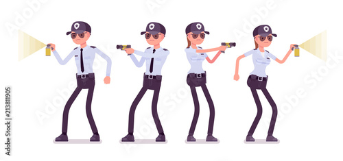 Male and female security guard at work