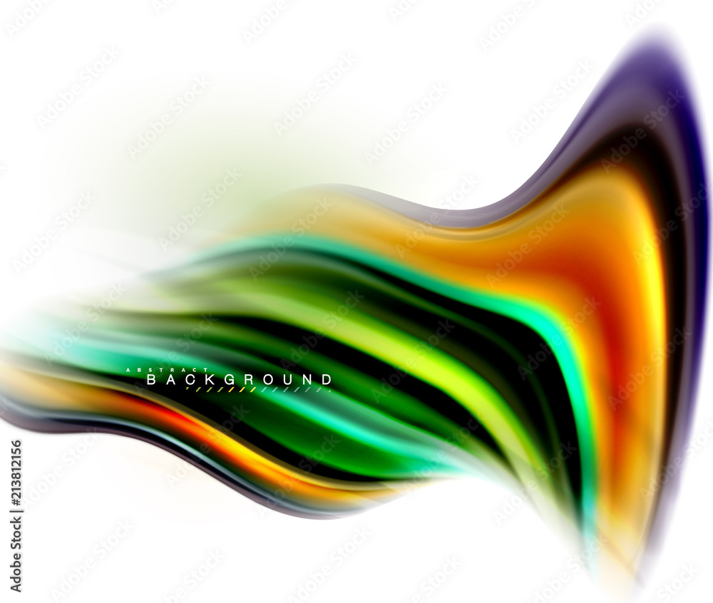 Fluid liquid mixing colors concept on light grey background, wave and swirl curve flow line, trendy abstract layout template for business presentation, app wallpaper banner, poster or wallpaper Fluid liquid mixing colors concept on light grey background, wave and swirl curve flow line, trendy abstract layout template for business presentation, app wallpaper banner, poster or wallpaper