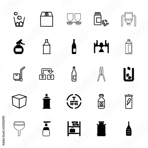 Collection of 25 container filled and outline icons