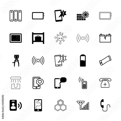 Collection of 25 cell filled and outline icons