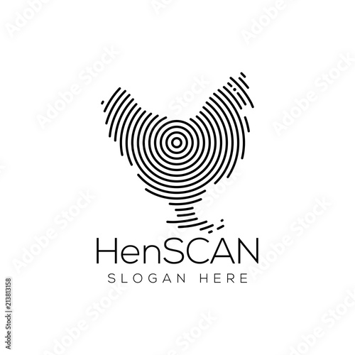 Hen Scan Technology Logo vector Element. Animal Technology Logo Template
