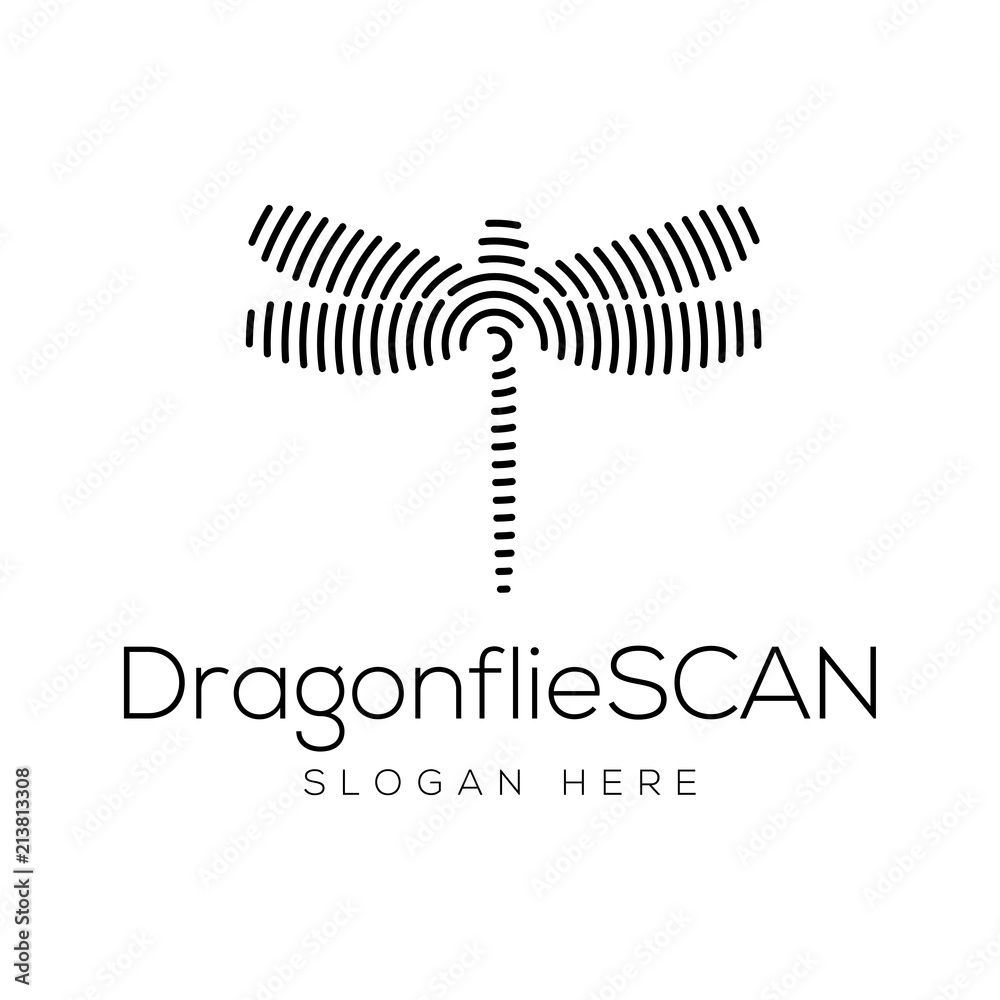 Naklejka premium dragonfly Scan Technology Logo vector Element. Animal Technology Logo Template