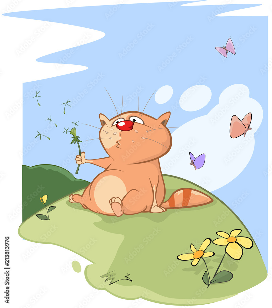 Illustration of a Cute Cat. Cartoon Character Illustration of a Cute Cat. Cartoon Character