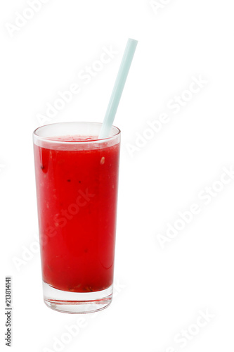 watermelon smoothie with tube isolated