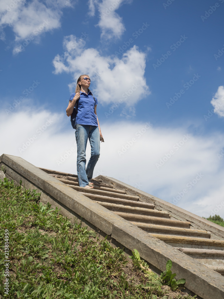 Tourist down the stairs from heaven. Tourist down the stairs from heaven.