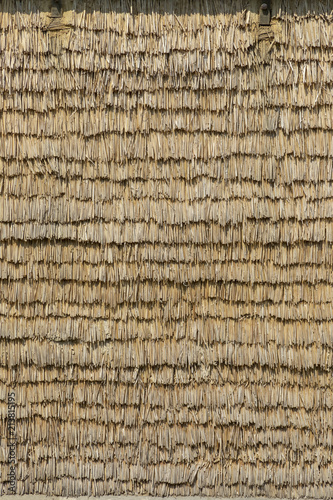 isolation of a house wall with dried straw