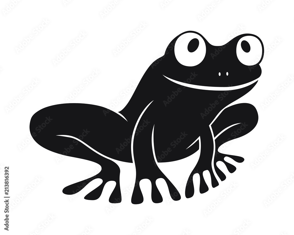 Icon frog. Flat symbol frog. Isolated black sign frog on white