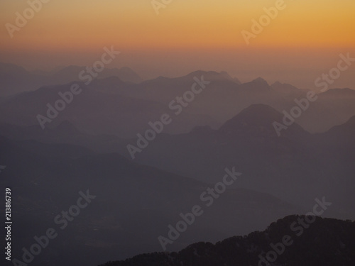 dawn in the mountains of Turkey (from mount Tahtali in Kemer)