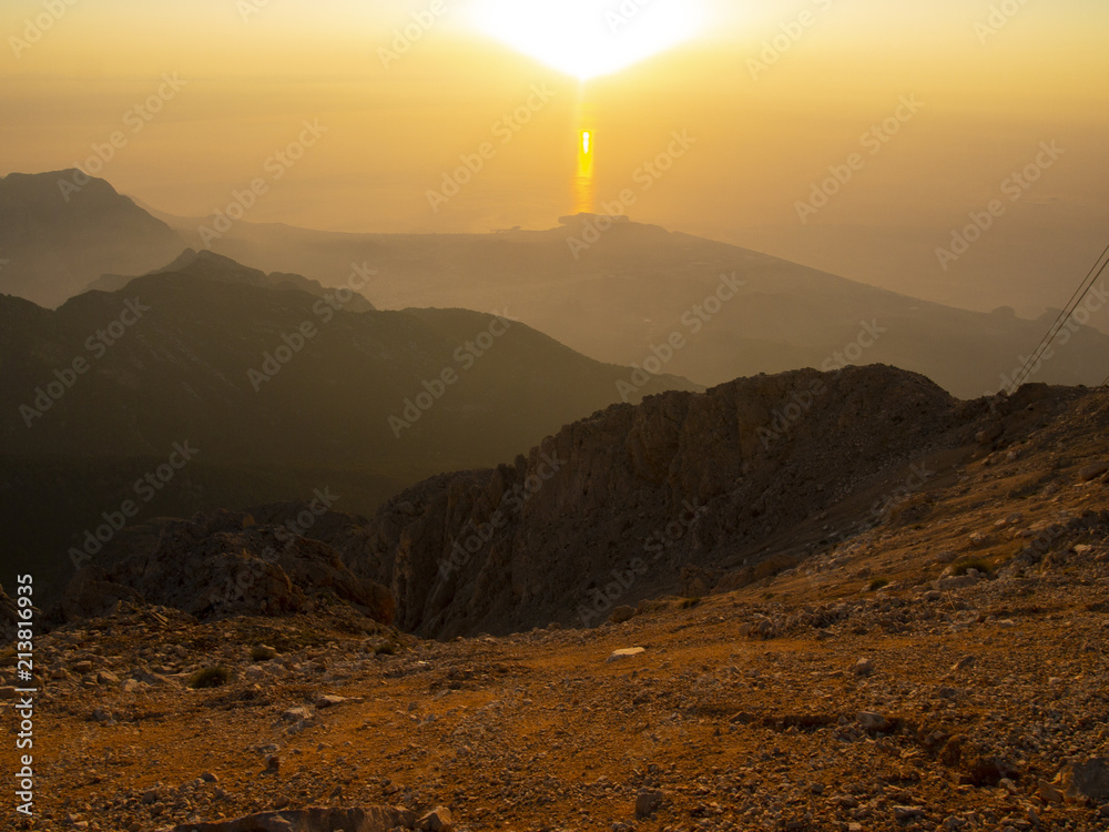 Fototapeta premium dawn in the mountains of Turkey (from mount Tahtali in Kemer)
