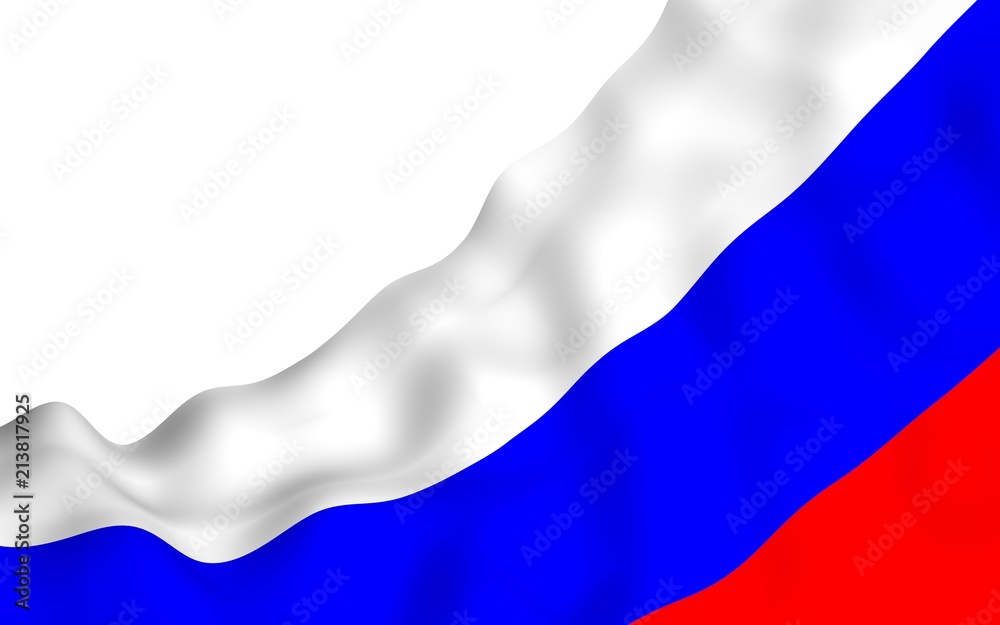 Fototapeta premium Waving flag of the Russian Federation. The National. State symbol of the Russia. 3D illustration