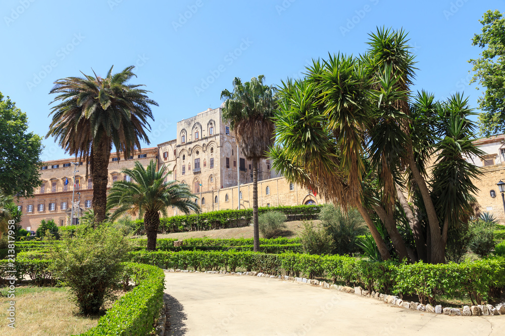 Palazzo dei Normanni (Palace of Normans) or Royal Palace of Palermo, seat of Kings of Sicily during Norman domination and served afterwards as main seat of power for subsequent rulers of Sicily
