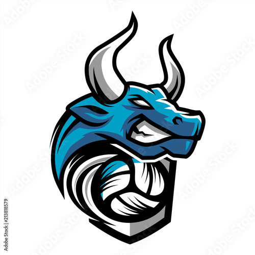 Volleyball Bull Team Logo