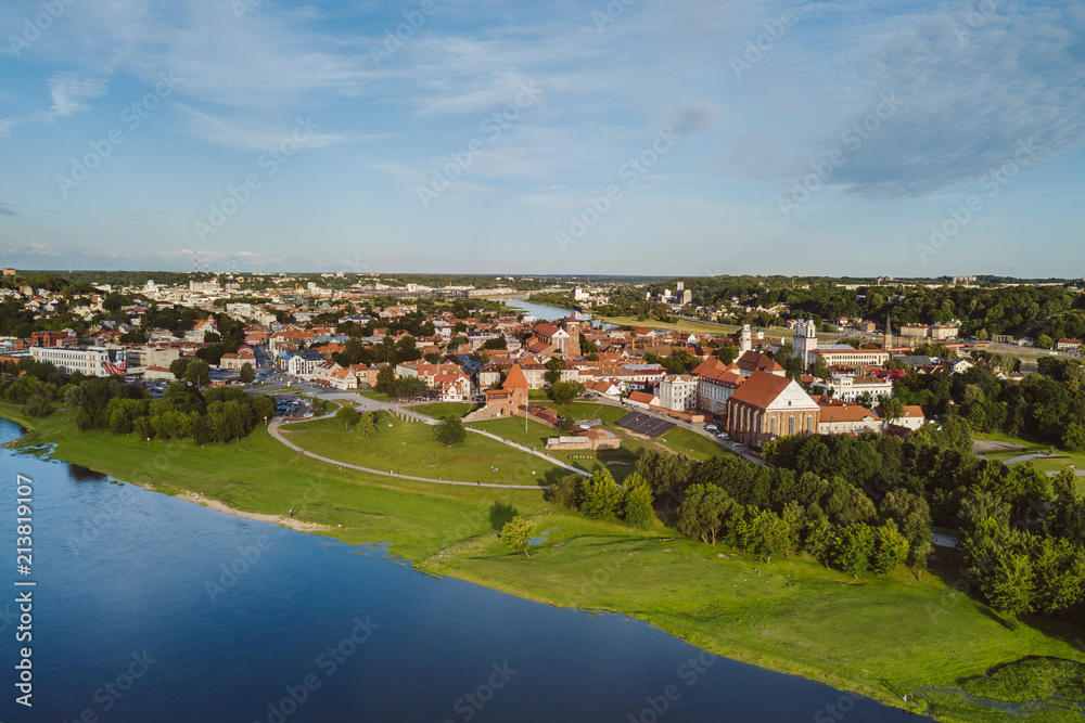 Aerial view of Kaunas old town, Lithuania