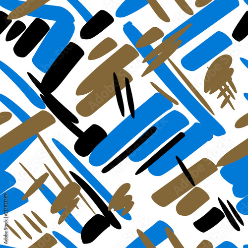 seamless geometric pattern, on white background. isometry, design Wallpaper print on fabric. abstract, vector illustration. blue, black, gold
