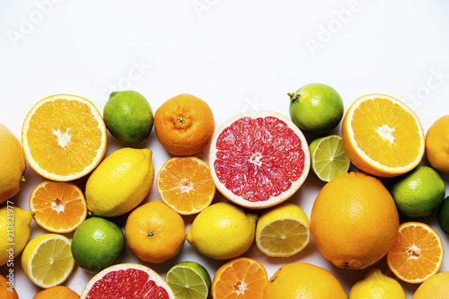 Citrus fuits  grapefruit  lemon  lime  orange background