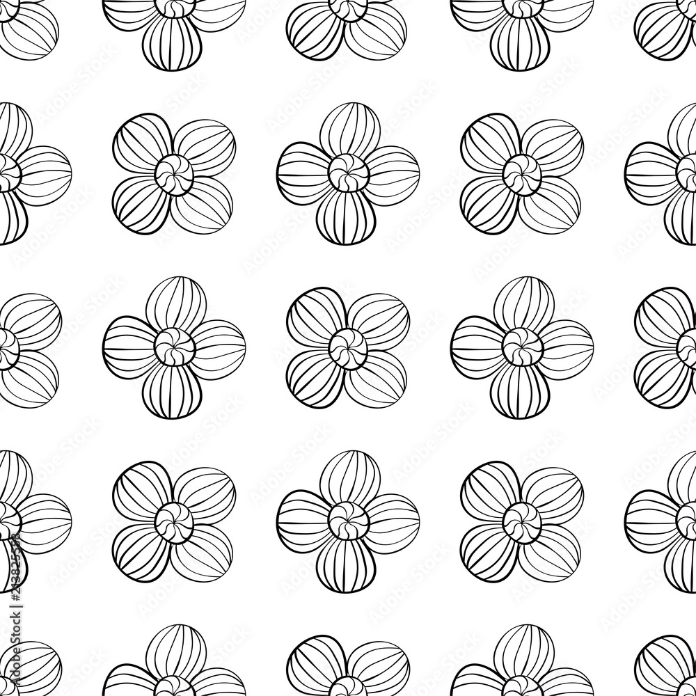 Black floral seamless design on white background Black floral seamless design on white background