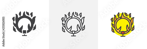 Circus ring of fire icon. Line, solid and filled outline colorful version, outline and filled vector sign. Symbol, logo illustration. Different style icons set. Pixel perfect vector graphics