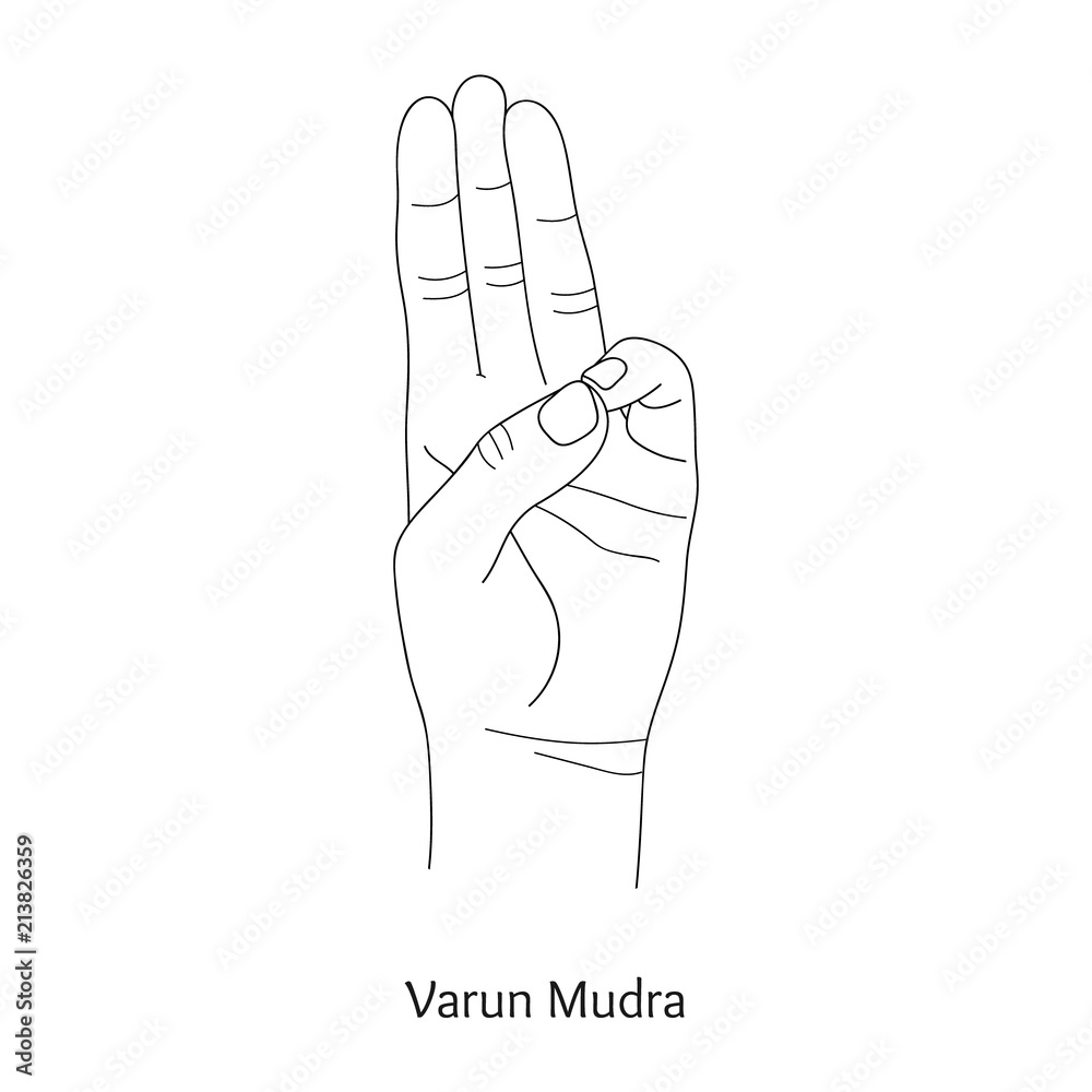 Varun Mudra / Gesture of Water. Vector. Varun Mudra / Gesture of Water. Vector.