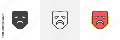 Sad mask icon. Line, solid and filled outline colorful version, outline and filled vector sign. Symbol, logo illustration. Different style icons set. Pixel perfect vector graphics