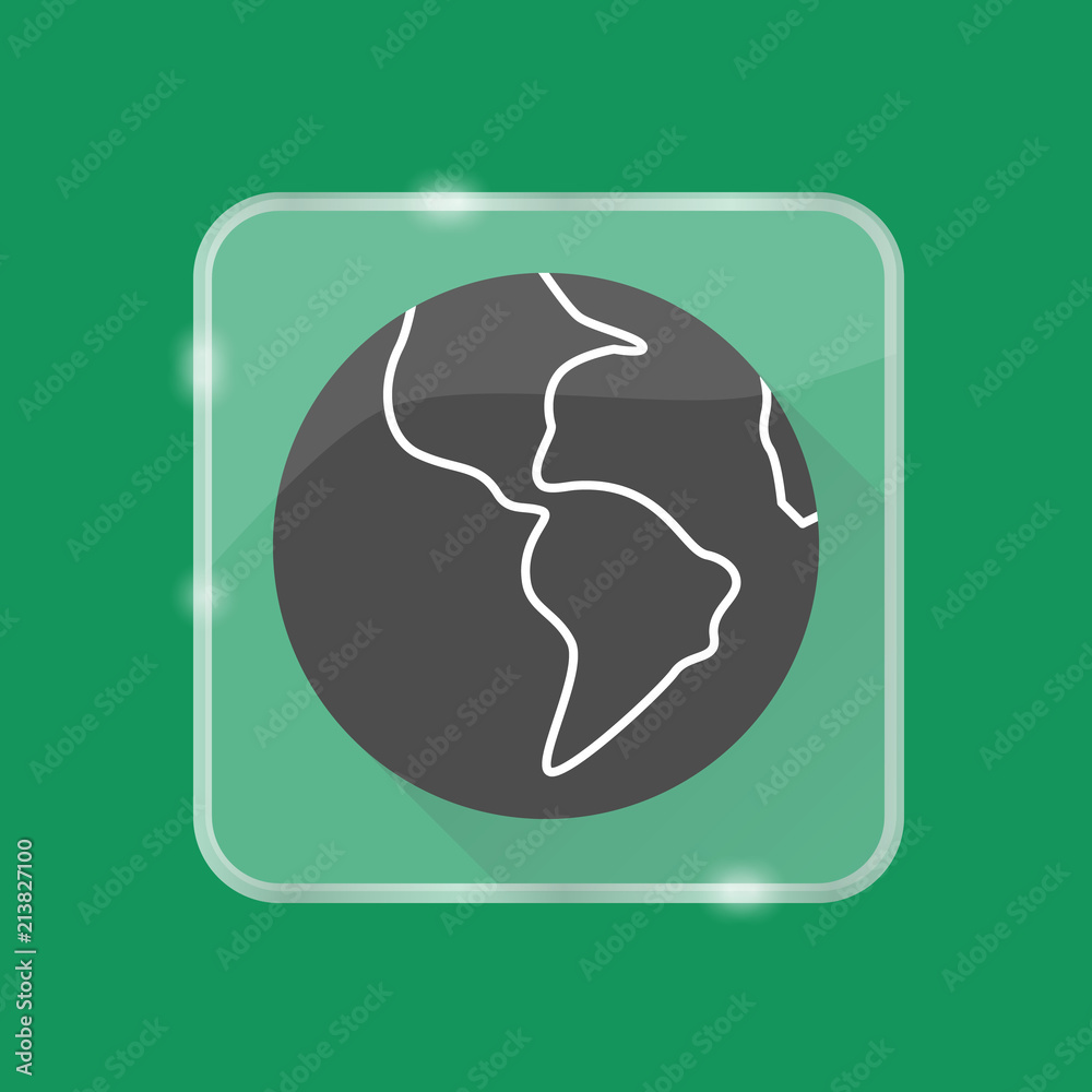 Planet Earth silhouette icon in flat style on transparent button Planet Earth silhouette icon in flat style on transparent button