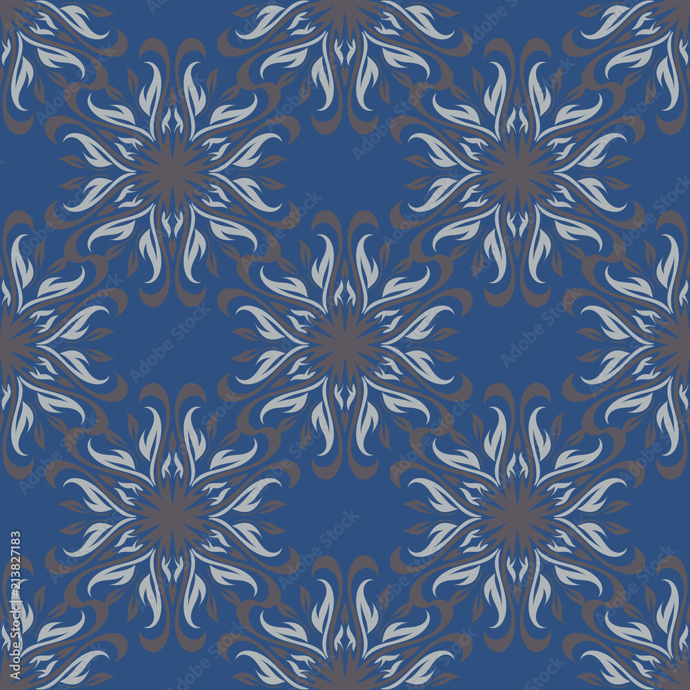 Seamless background. Blue and gray floral pattern Seamless background. Blue and gray floral pattern