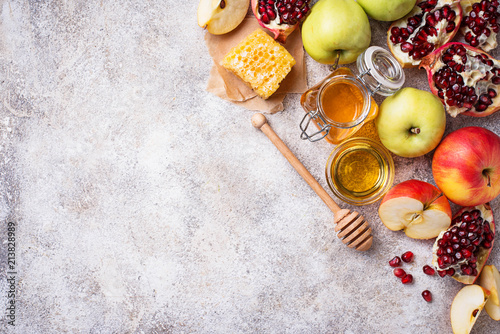 Honey, apple and pomegranate for Rosh Hashana photo